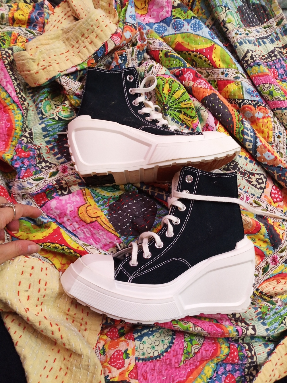 Converse Chuck Taylor Platform High-Top Sneakers in Black & White - Picture 3 of 9